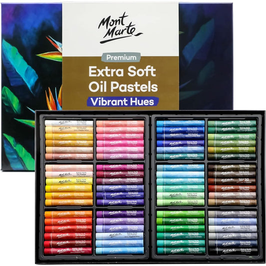 Mont Marte Extra Soft Oil Pastels, 72 Pieces, Assorted Vibrant Colors, Vibrant, Buttery, Versatile Art Pastels, Perfect for Blending, Layering, Shading, Arts, Crafts, Coloring, and Sketching