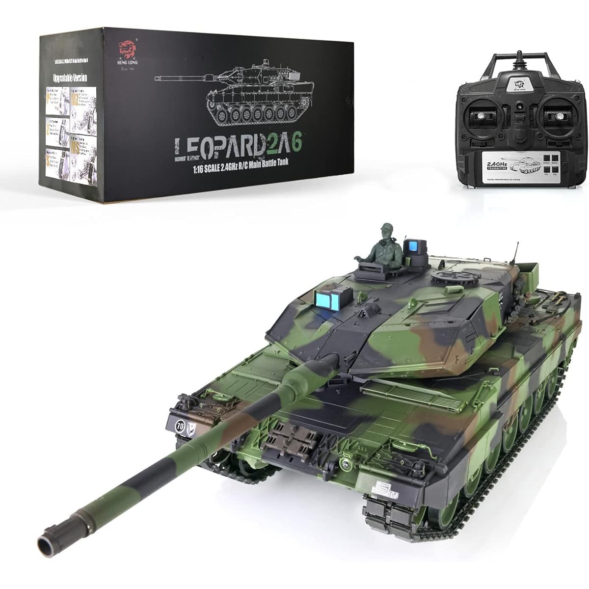 1/16 Henglong Tk7.0 Leopard 2A6 RC Tank Ir Battle BB Shooting Engine Smoke 2.4Ghz Remote Control Car Model 3889