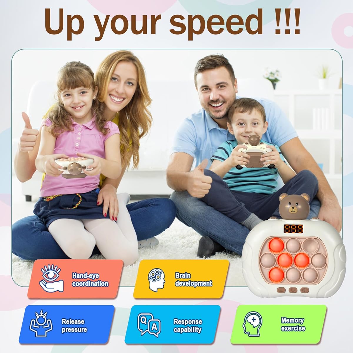 Black Quick Push Pop Game, 3 Modes Game, Exercise Reflexes and Improve Concentration, High Speed Push Bubble Game, Handheld Puzzle Game Machine, Gift for Kids & Teens, Suitable for Ages 3-12+