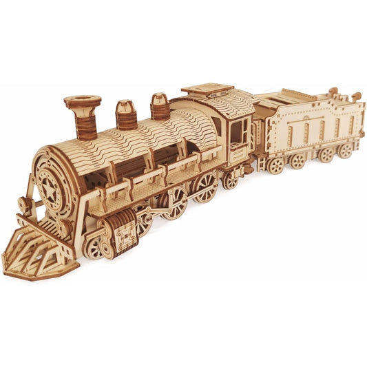 3D Wooden Puzzle - DIY Mechanical Steam Train Model Kits - Wood Crafts Vehicle Building Model - Wooden STEM Brain Teaser Puzzle - Steam Train Birthday Gifts for Adults Teens Boys Girls
