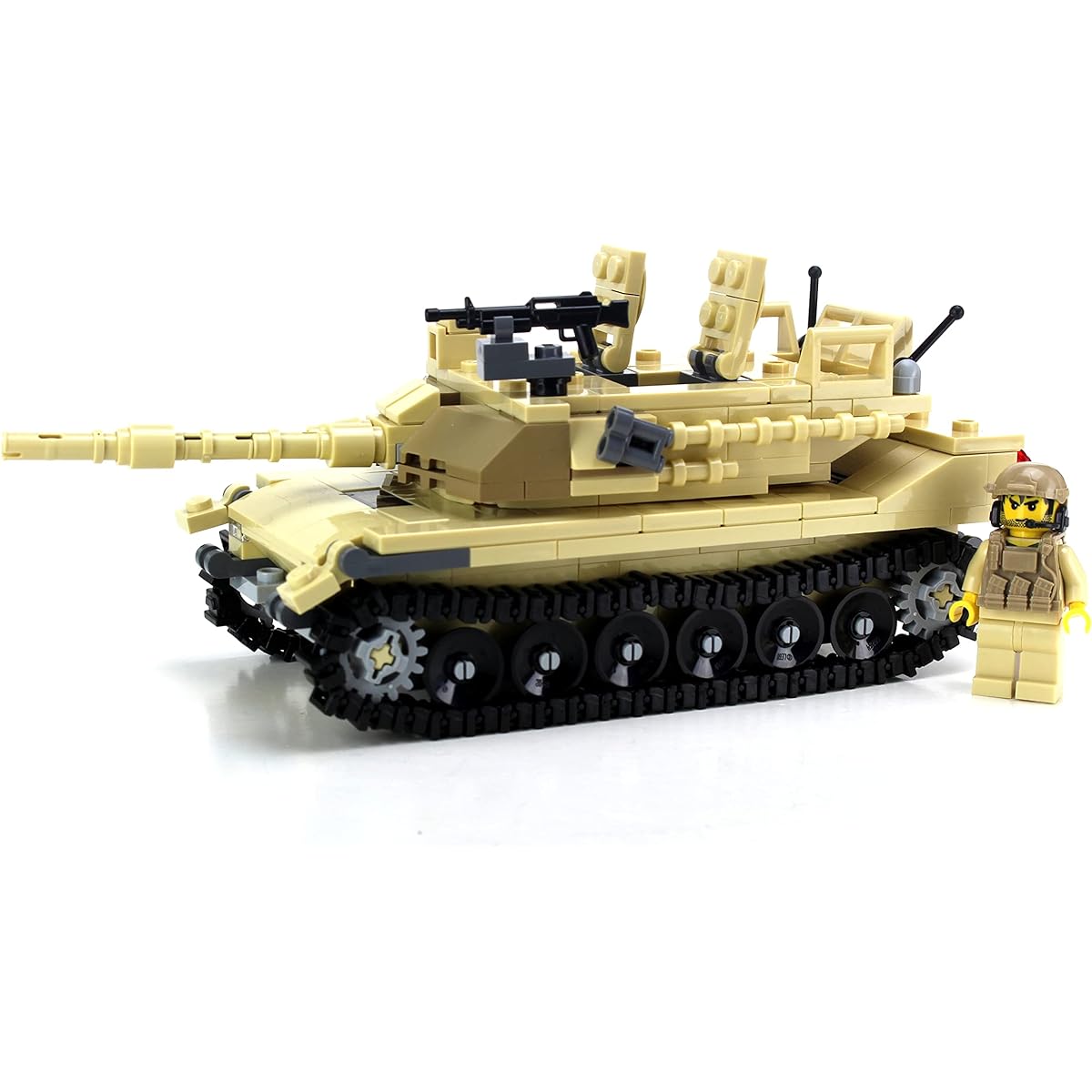 Tan M1 Abrams Main Battle tank-battle brick custom set