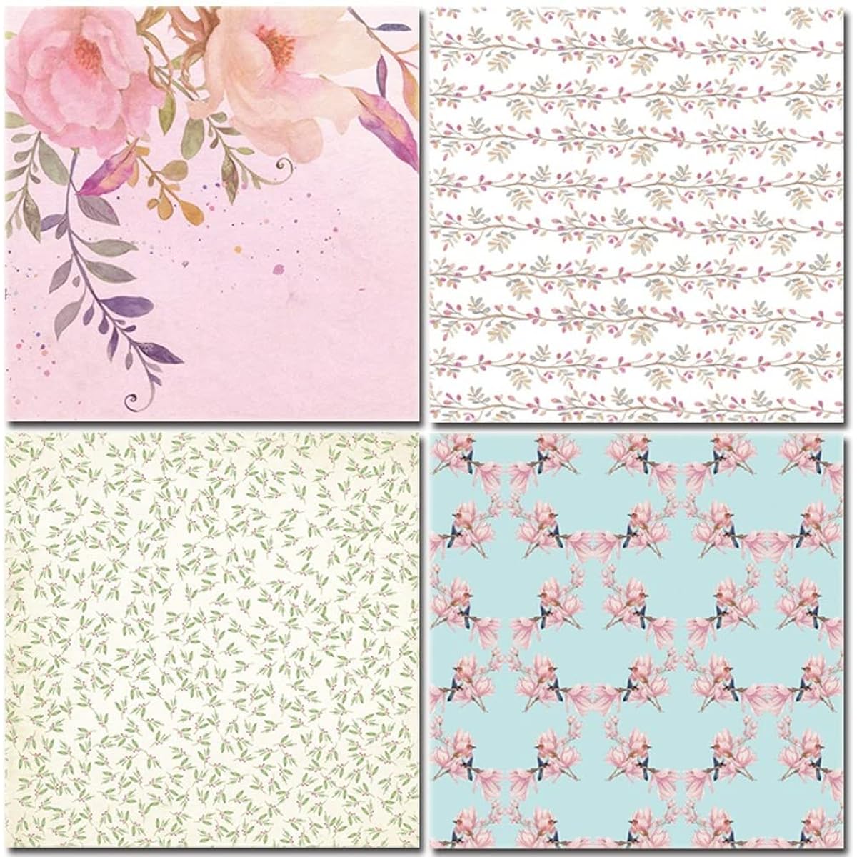 12" x 12" Flower Leaf Garden Style Junk Journal Decorative Craft Paper Pad 24 Sheets Single Sided Scrapbook Paper 160GSM Scrapbook Cards Album Supplies