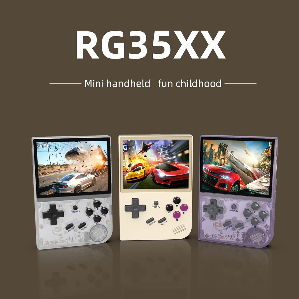 RG35XX Handheld Game Console Linux, HDMI, TV Out 3.5" IPS Screen 64G TF Card 5474 Classic Games 2100mAh Battery (RG35XX-Vintage Gray Newest)