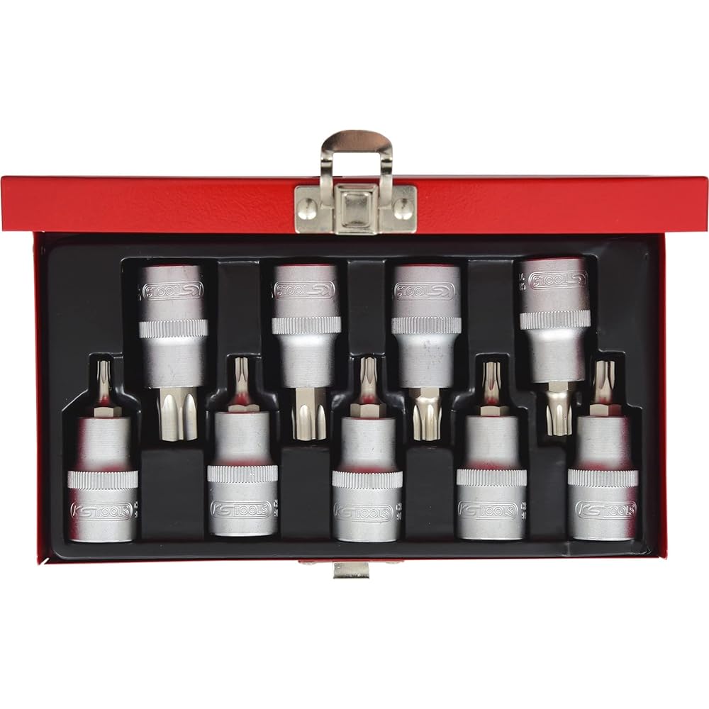 KS TOOLS TX bit socket set 9 pcs 1/2" T20-T60 TX bit socket set 9 pcs 1/2" T20-T60 911.1385