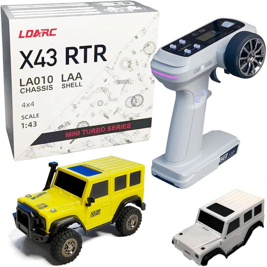 captainrc LDARC RC Crawler 1/43 RTR Mini 4WD RC Rock Truck 2.4Ghz Hobby Grade RC Car Model Mini RC Buggy with DIY White Body (X43-Lemon Yellow)