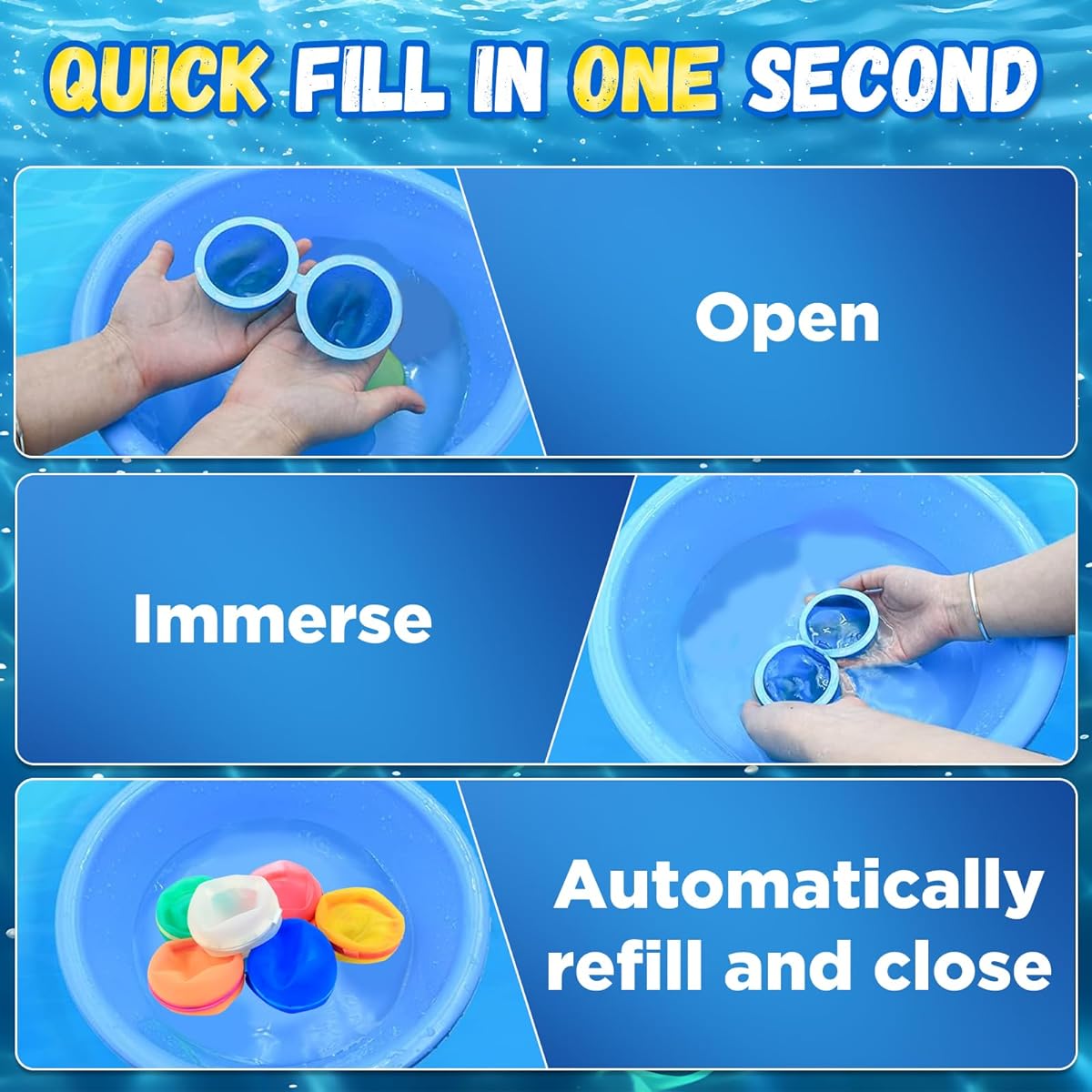 Reusable Water Balloons Self Seal Quick Fill Water Balloons for Kids with Mesh Bag Refillable Water Balloons Outdoor Water Toys Pool Fun Quick and Easy to Fill with Water Water Bombs for Water Fight Games (12pcs)