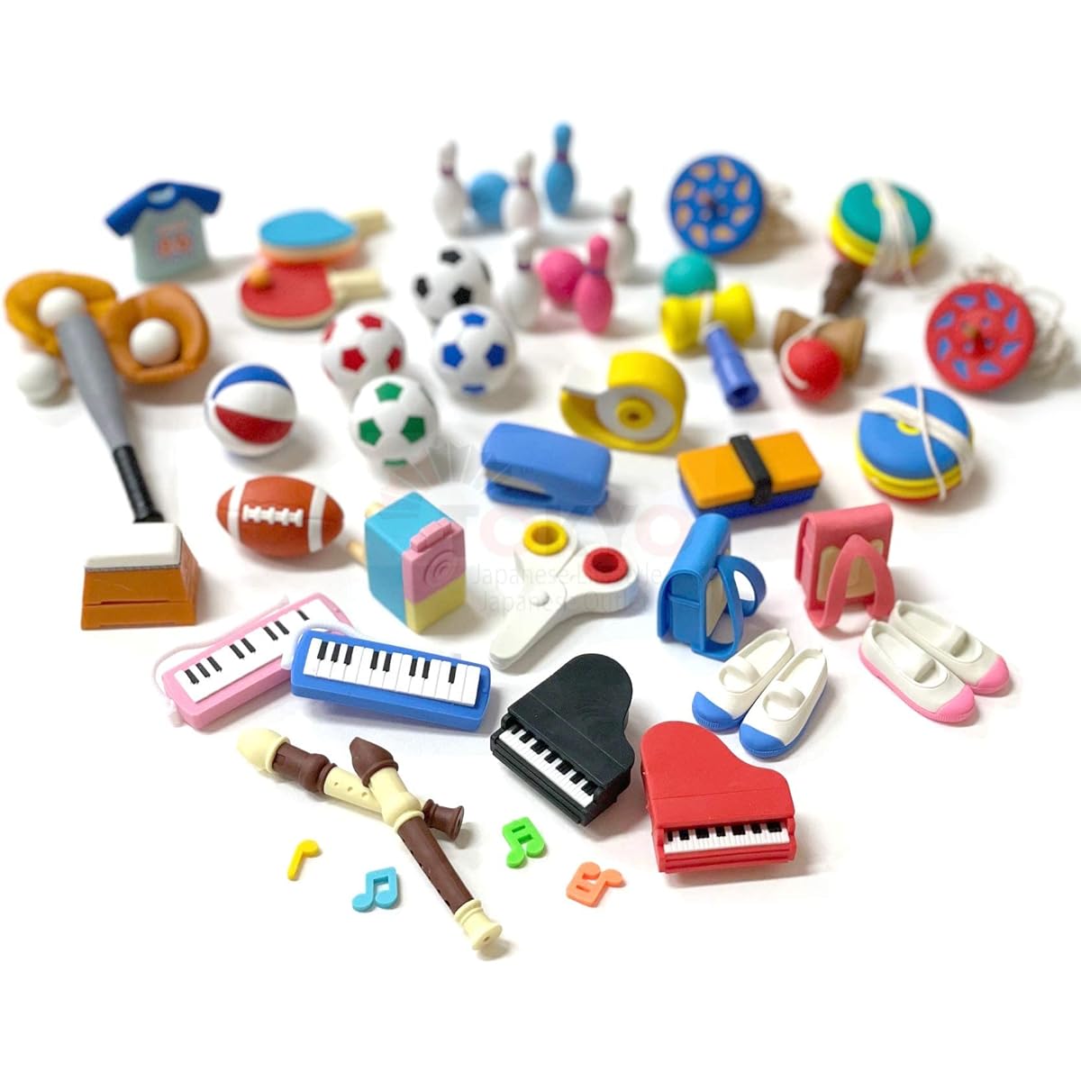 Pencil Eraser for Children Christmas Back to School Gift Made in Japan (School Mix 20 Pieces)