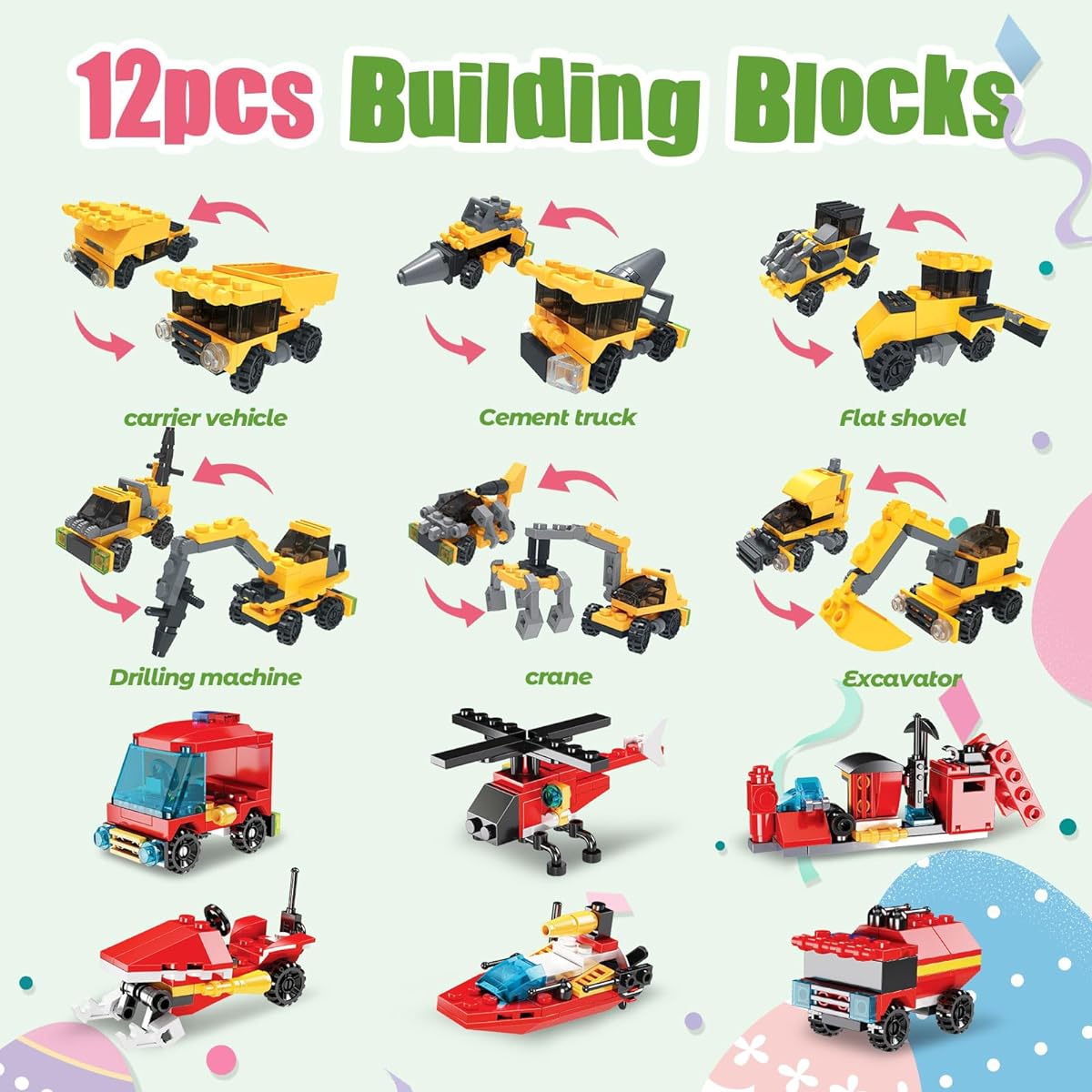 Iabedi Easter Gifts for Kids - Fire Toys Easter Eggs