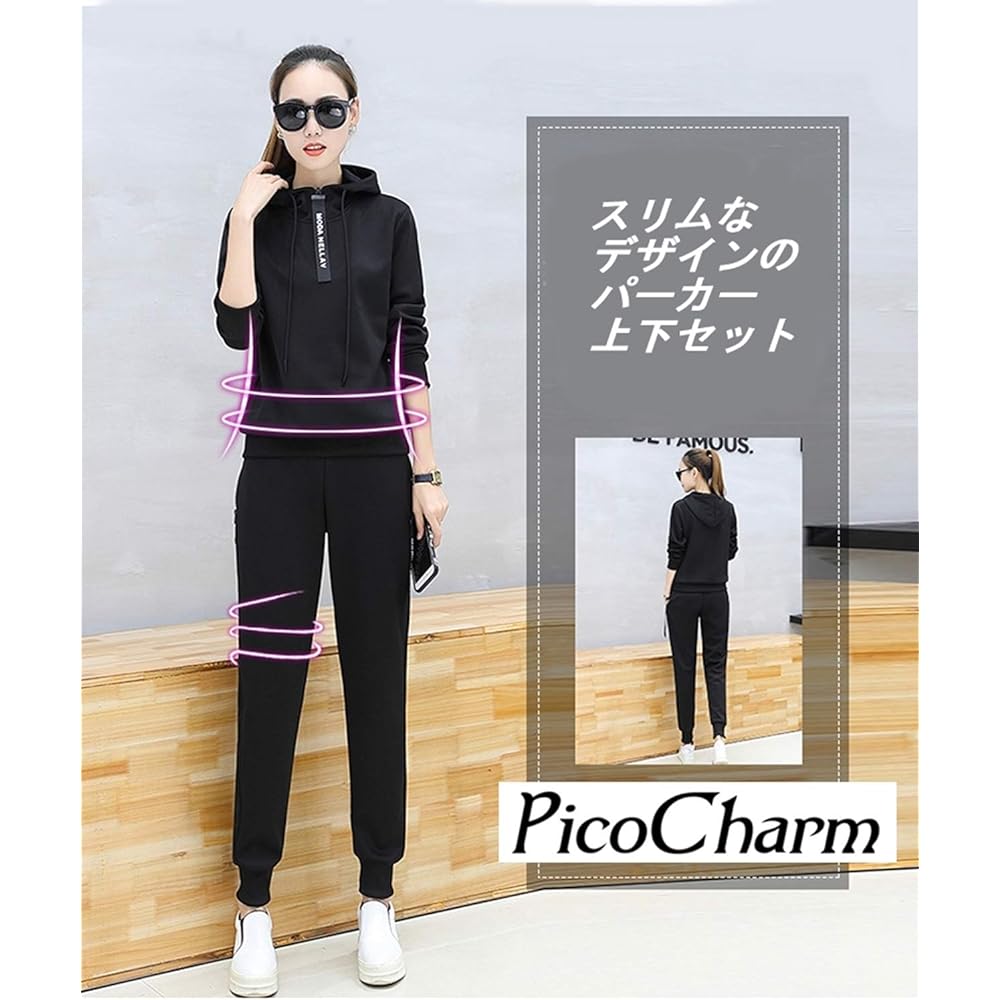 [PicoCharm] Jersey Sweatshirt Top and Bottom Set, Women's Loungewear, Sportswear, Sweatshirts, Training Wear, Sweatshirt, Parka