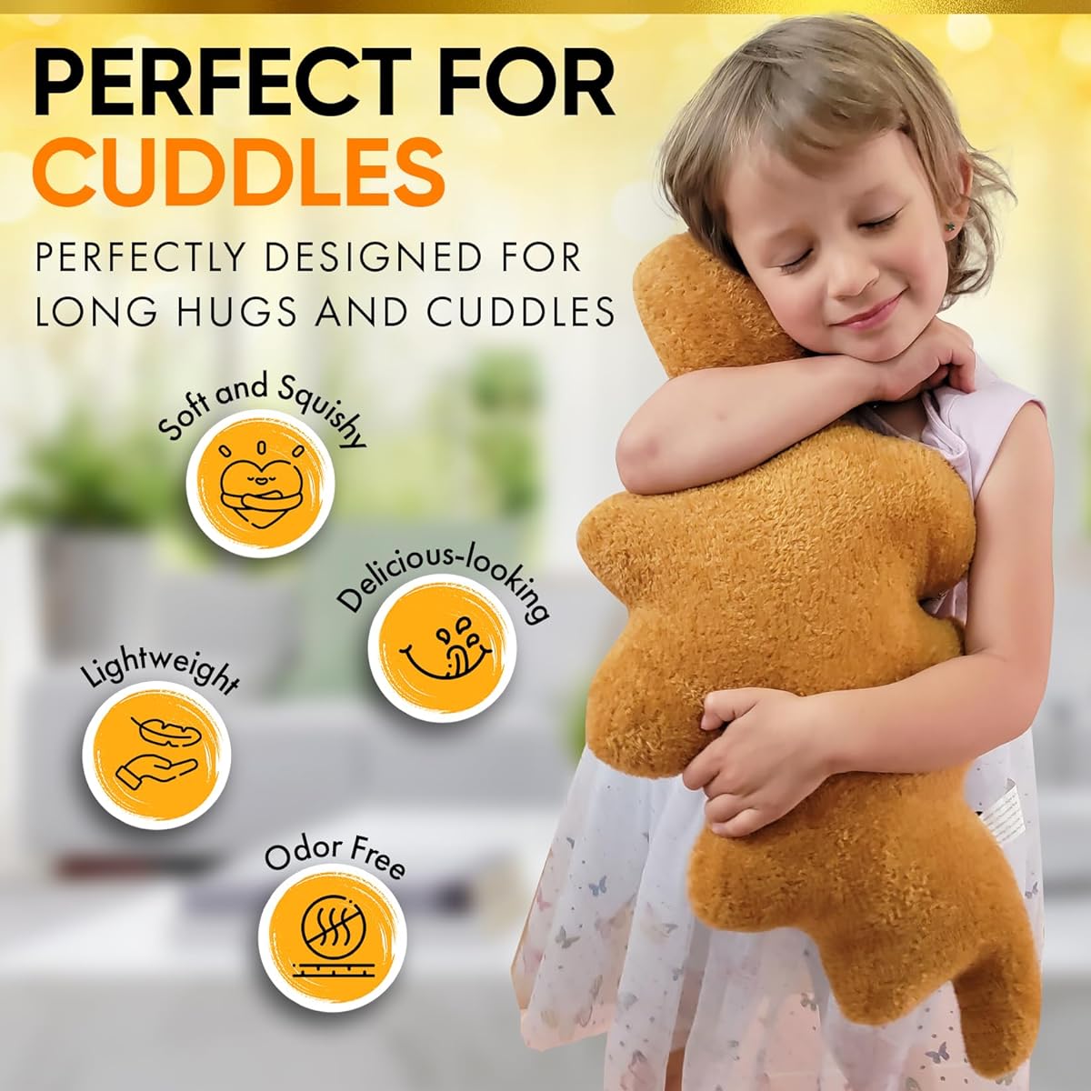 Fabric Food Stegosaurus Chicken Nugget Plush Pillow, Super Soft, Super Squishy. Makes a Great Gift for Anyone who Loves Chicken Nuggets or Soft Squishies
