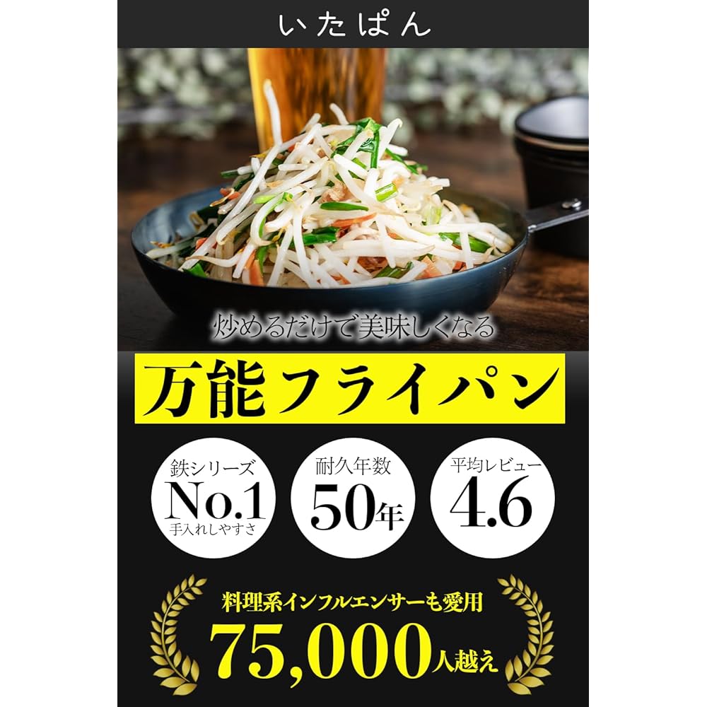 GOEN Frying Pan, Itapan, Stir-Fry Pot, 20cm, IH Compatible, Iron Pot, Made in Japan, Bonfire Frying Pan, Produced by Mitsu, a Traveling Chef