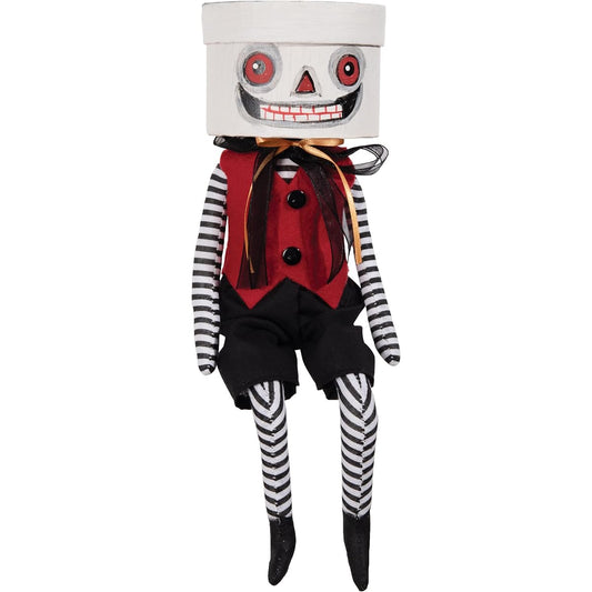GALLERIE II Halloween Whimsical Ghost Box Head Folk Art Doll Collectible Joe Spencer Gather Traditional Home Decor Figurine Black