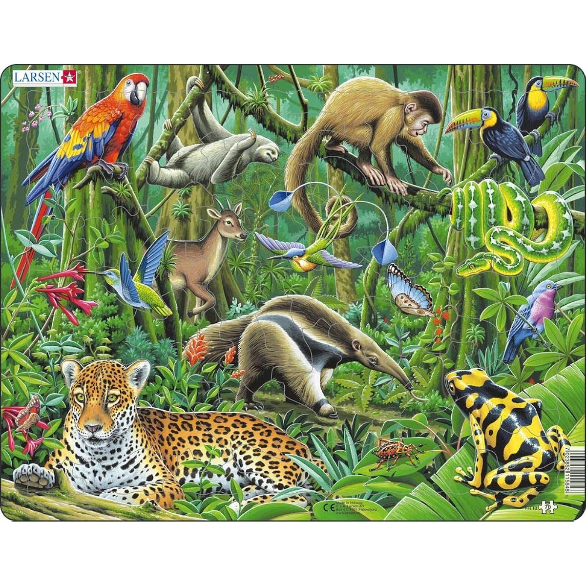Larsen Puzzles South American Rainforest 70 Piece Jigsaw Puzzle for Children