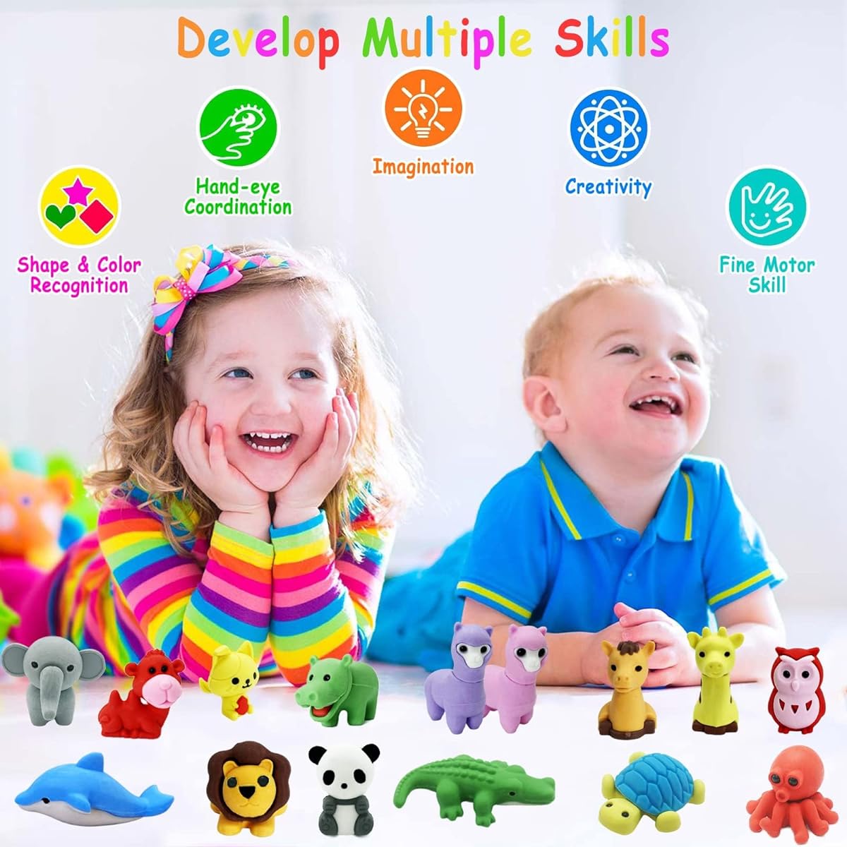 Kleeblatt Kids Animal Erasers Bulk 20pcs 3D Assembly Puzzle Mini Fun Desk Pet for Kids Classroom Treasure Box Prize Party Favors Kids Goody Bag Back to School Gift Gift for Students