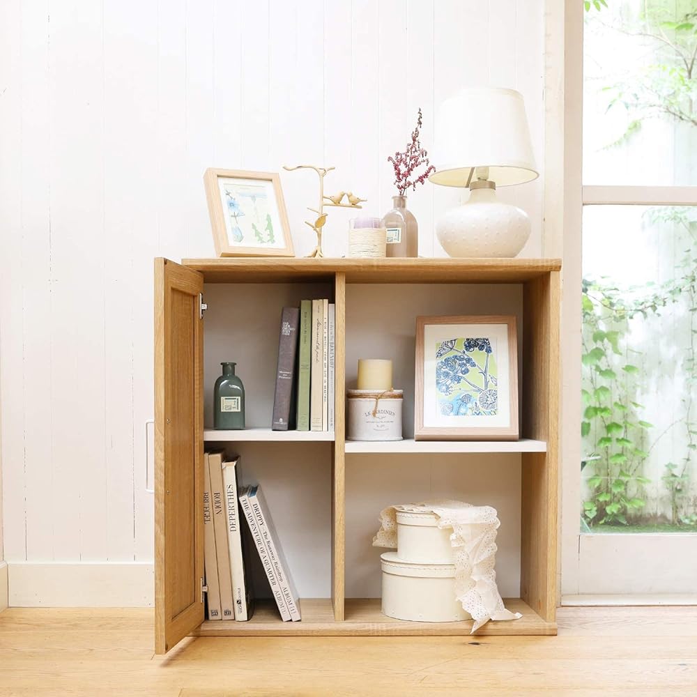 Shirai Sangyo Cabinet Bookshelf Simple Design Compact Size Width 72 Height 72 Depth 29.7cm GAR-7070D Galenta