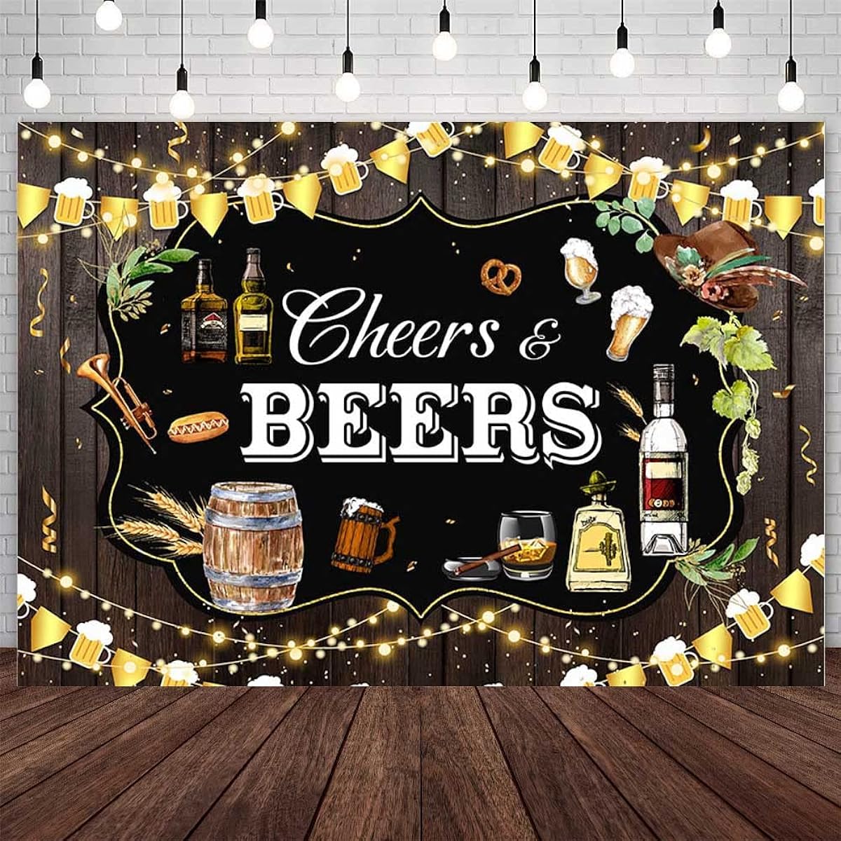 AIBIIN 7x5ft Rustic Birthday Backdrop for Men Retro Rustic Wooden Board 30th 40th 50th Birthday Party Decorations Supplies Banner Photo Studio Props