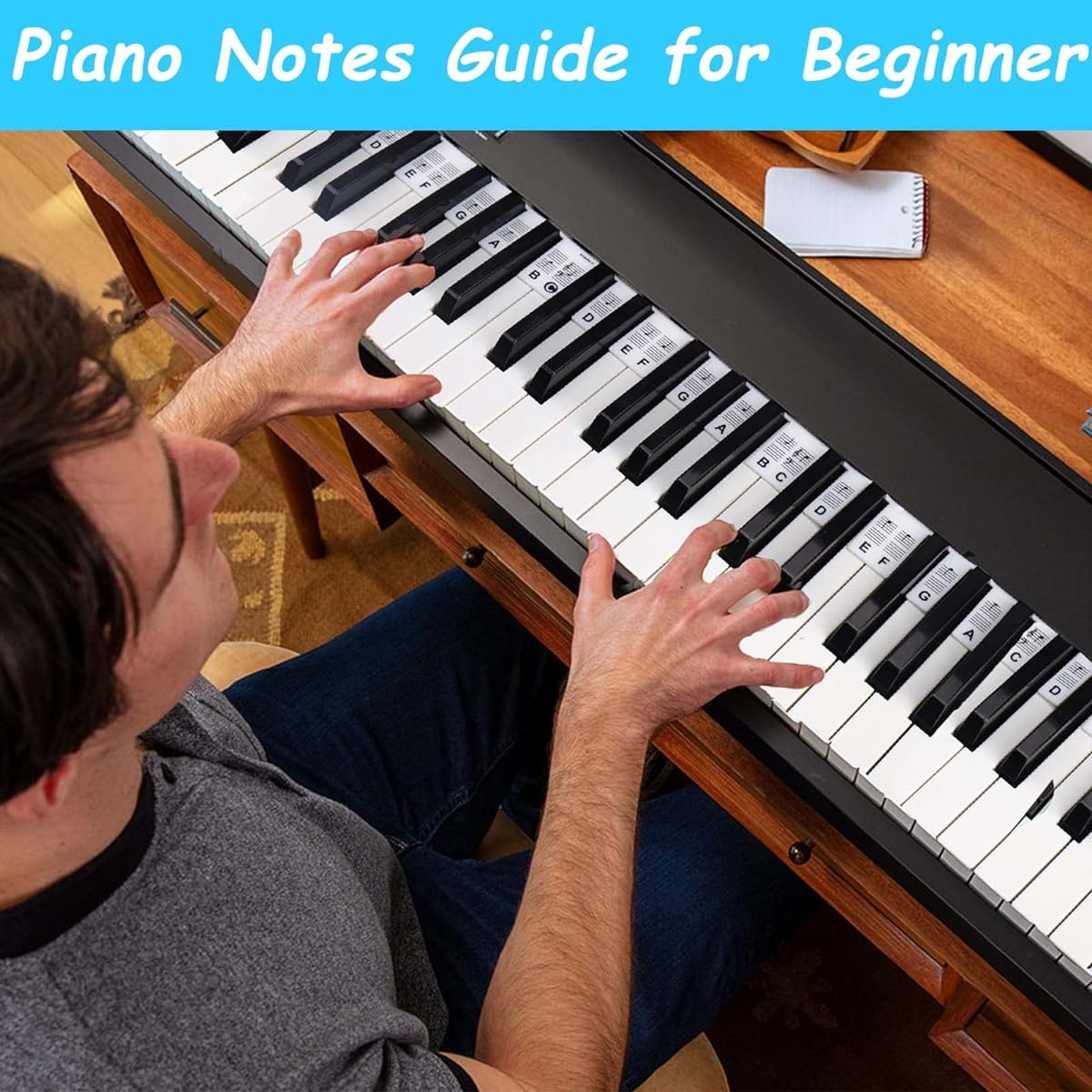 BUSOHA Silicone Piano Keyboard Stickers for Beginners Removable Piano Keyboard Note Labels for Learning Full Size Keyboard 88 Keys Double Staff Display
