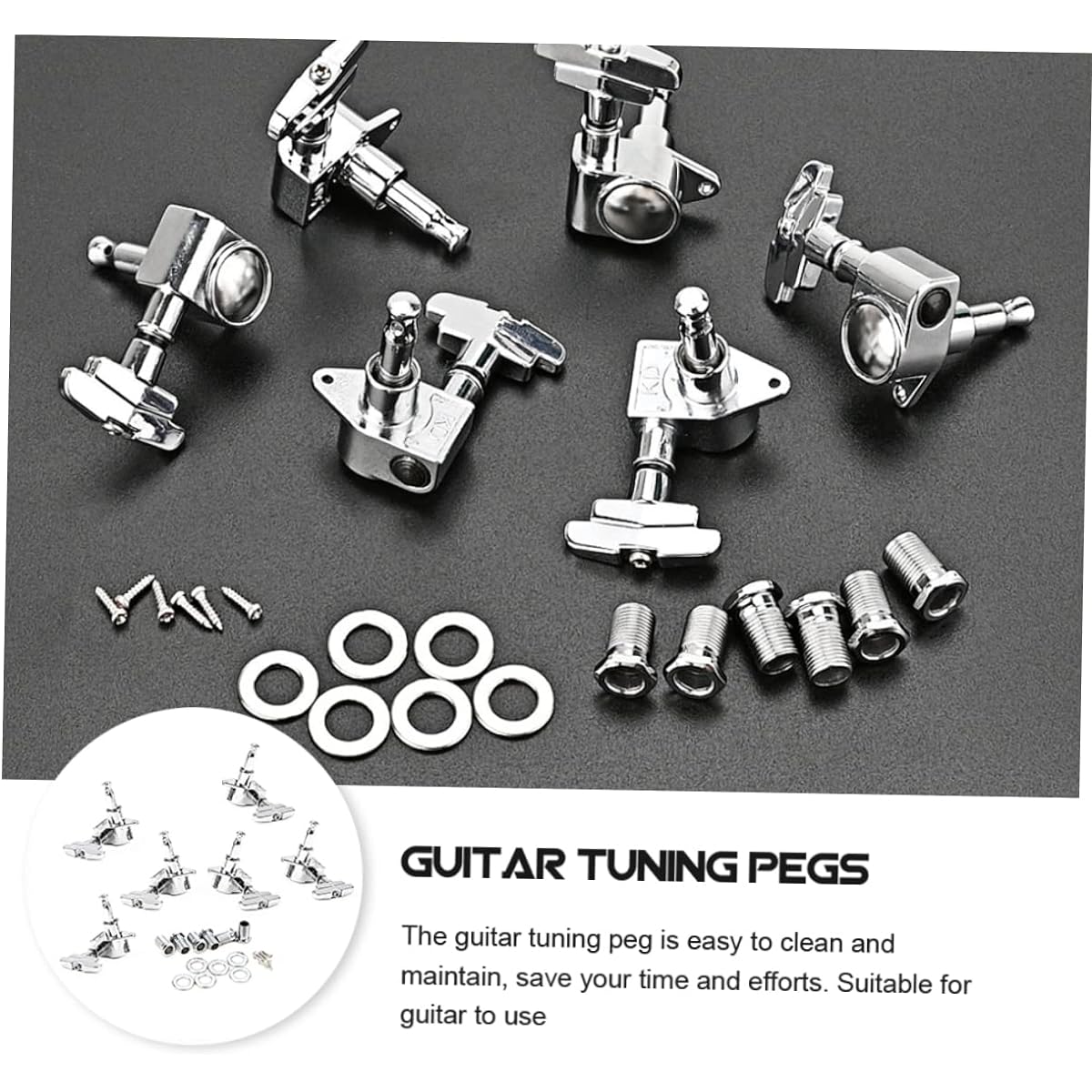 VICASKY 5-piece set of guitar strings, guitar set, guitar tuner, guitar parts, classical, musical instruments, nails, accessories, knobs, zinc alloy