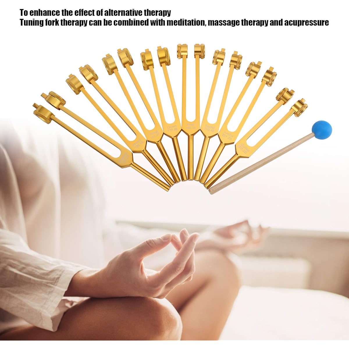 8 Piece Tuning Fork Set, Professional Sound Healing Therapy Tuning Fork, Aluminum Alloy Tuning Fork Tool Set with Hammer & Storage Bag