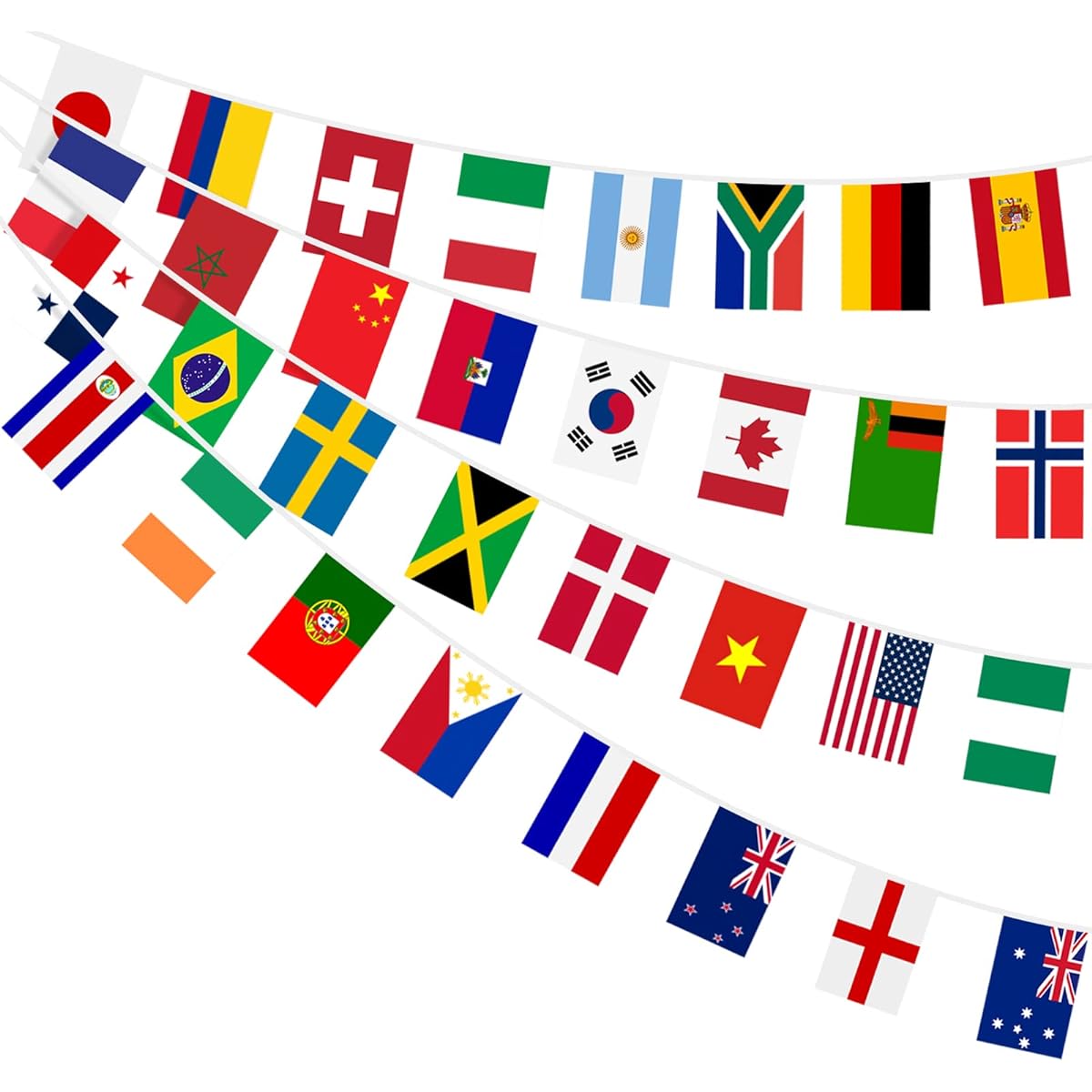 AhfuLife 2023 Women's World Cup Decoration Flag Banner 32 World Flag Banner Double Sided Polyester Banner for Soccer World Cup International Party Decoration