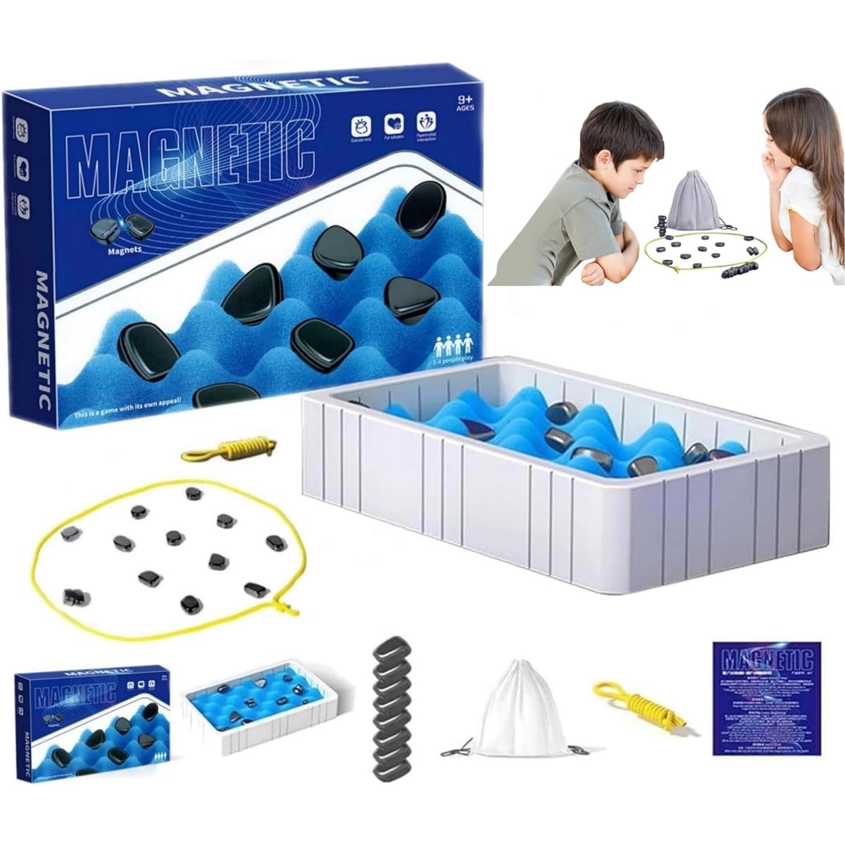Magnetic Chess Game Magnetic Board Rock Game Multiplayer Tabletop Strategy Magnetic Game Pieces Portable Puzzle Magnetic Battle Chess for Ages 9+ Adults Fun Family Party Game