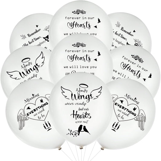 Auidy_6TXD 60 Pieces Memorial Balloons Released into the Sky Funeral Balloons Memorial Balloons Lanterns Latex Rest Peace Balloons with 3 Rolls Ribbon for Sympathy Anniversary Memorial Service