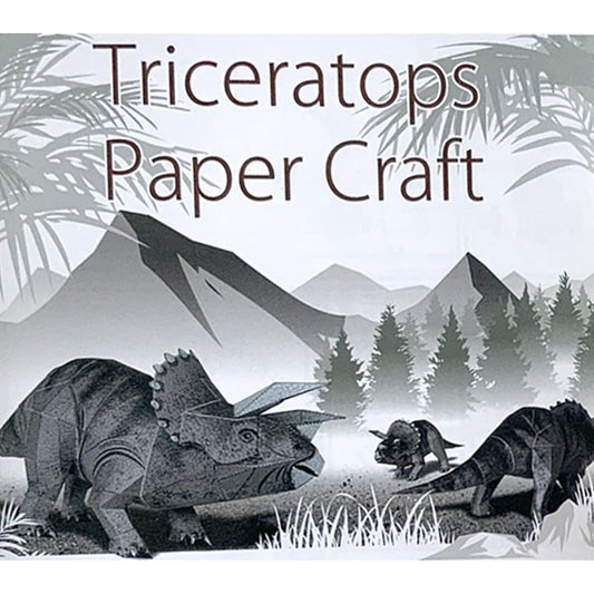 Made in Japan Triceratops Paper Craft Dinosaur Figure Paper Art Miniature Kit Set (Set of 10)
