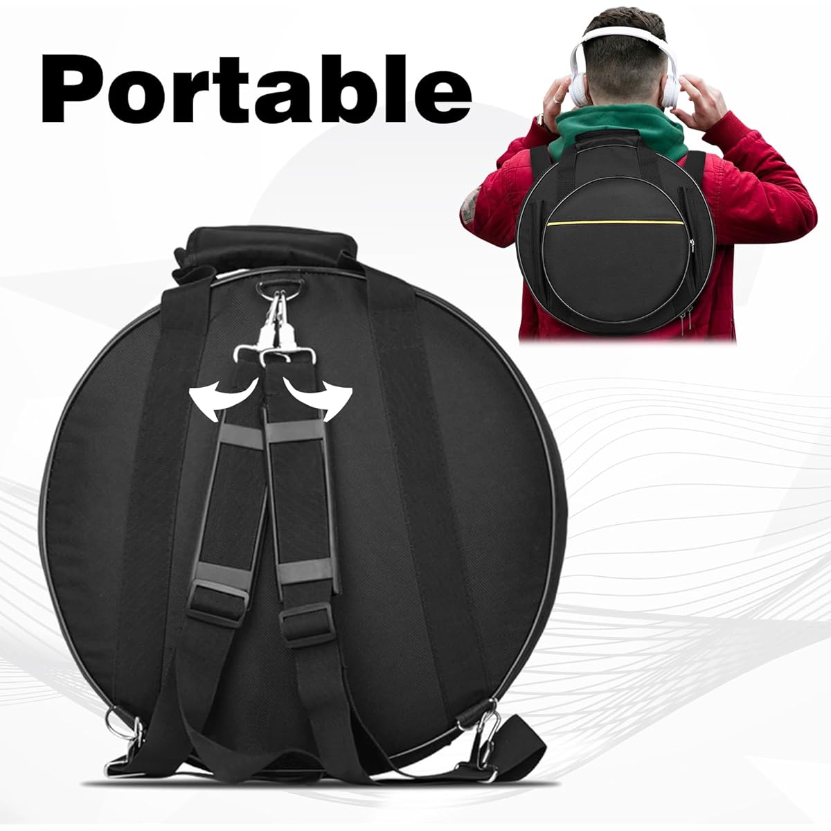 Qozabualy Snare Drum Case - 7.9" x 15.7" (H x Diameter) - Qozabualy Waterproof Thick Snare Bag with Adjustable Strap Fits 13/14" Snare Drum Gig Drum Case Marching Band