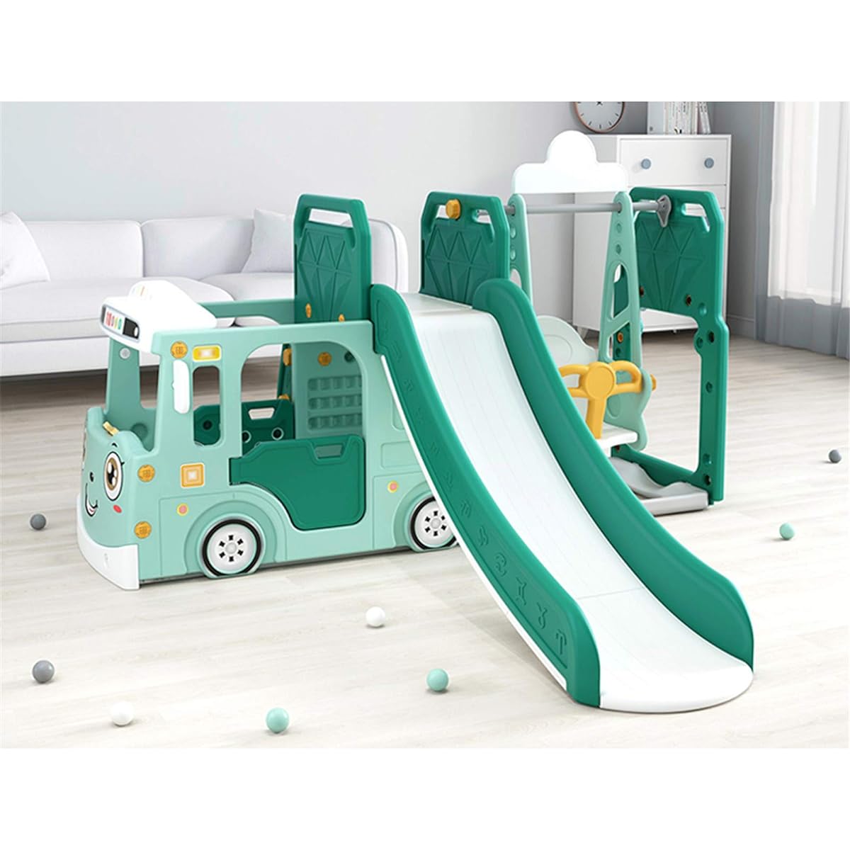 able, Play Equipment, Indoor Play Equipment, Outdoor, Indoor, Home Use, Large Play Equipment, Load Capacity: 50kg, Convenient Storage, Children, Toddlers, Birthday Present, Celebration Toy, Japanese Instruction Manual Included, Children's Slide (Green) )