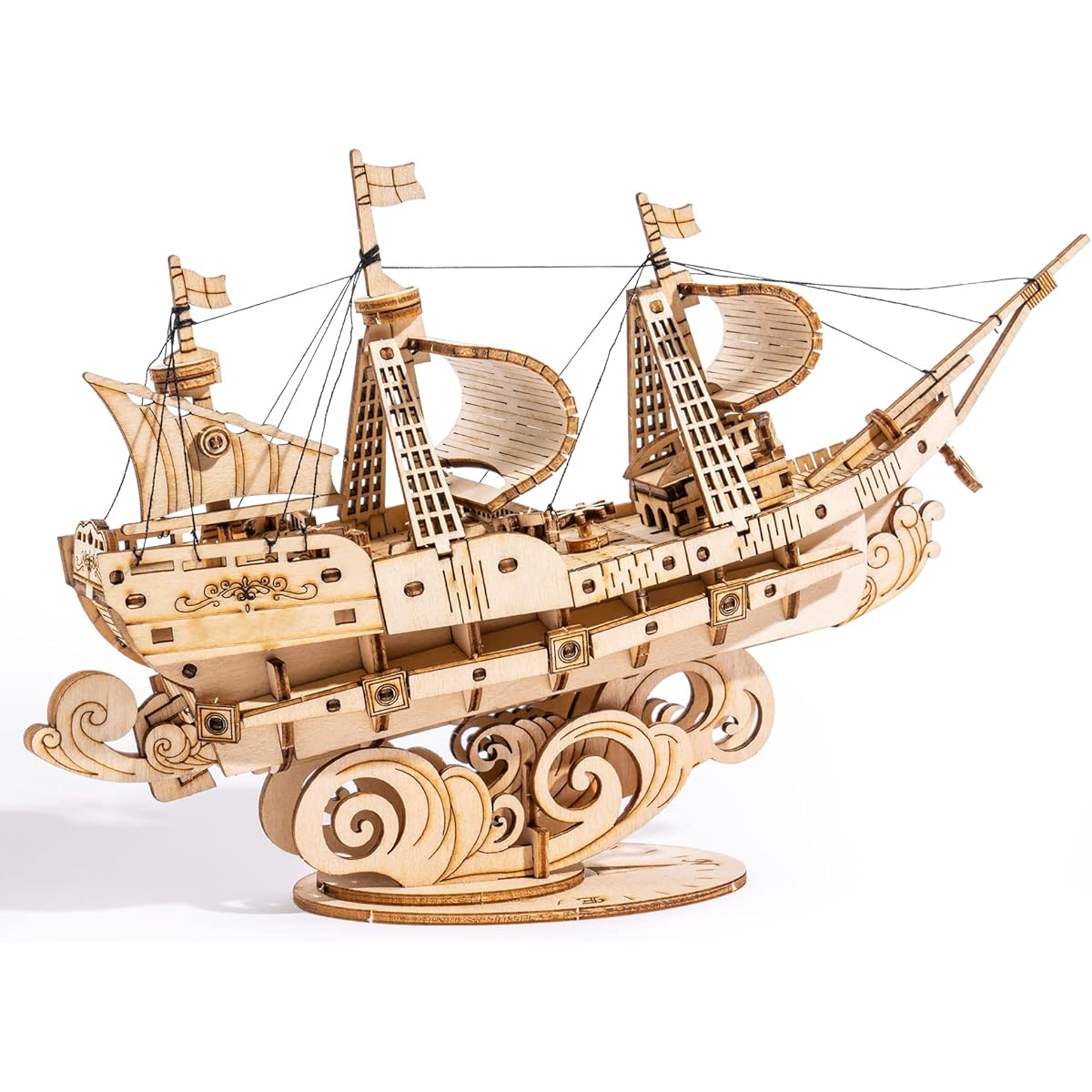 RoWood 3D Wooden Puzzle for Adults Vintage Wooden Watercraft Model Kit Best Gift Idea - Sailing Ship