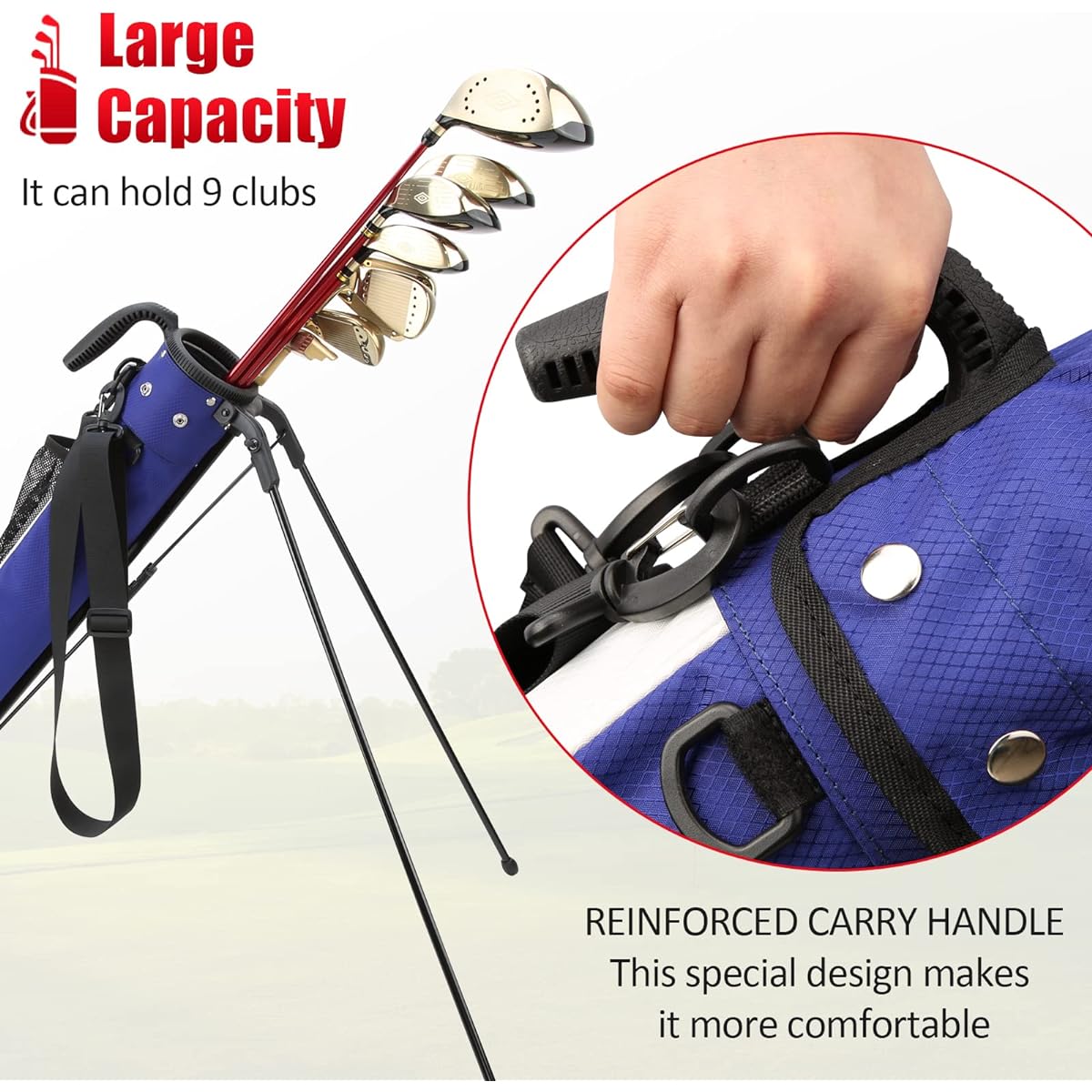 PGM Golf Bag - Lightweight PGM Golf Bag with Straps and Stand - Portable and Durable Pitch Putt Golf Bag - Golf Stand Bag for Driving Range, Par 3, Executive Course - Golf Gun Bag 2.0