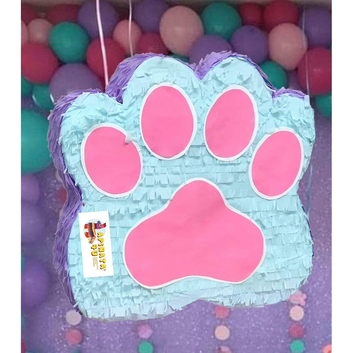 Teal Purple & Pink Paw Print Pinata Puppy Party Favor