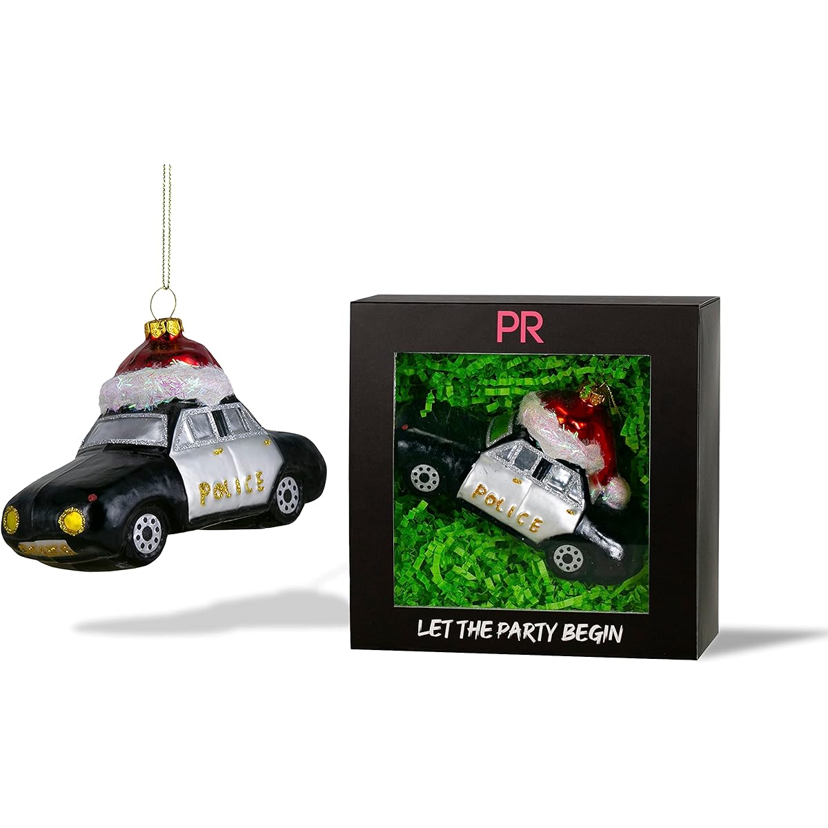 Party Rock | Santa Police Car Glass Ornament | Car & Carrier Collection