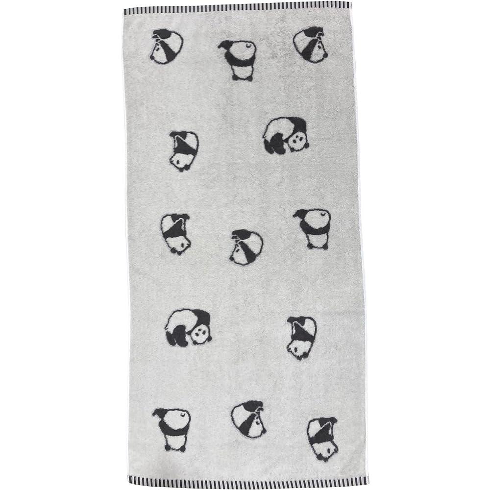 Imabari Towel Bath Towel, Set of 3, Panda Pattern, 60x120cm, 100% Cotton, Skin-friendly, Absorbent, Fluffy (3 Color Set)