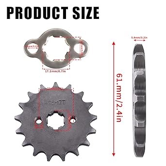 Mrelc 428 17T 17mm Sprocket Engine Sprocket Drive Gear - 17T Front Bike Sprocket Retainer Plate Set Fits 428 Chain - Parts Compatible with 50, 70, 90, 110, 125cc Dirt Pit & Mini Bikes, ATVs, Go Karts