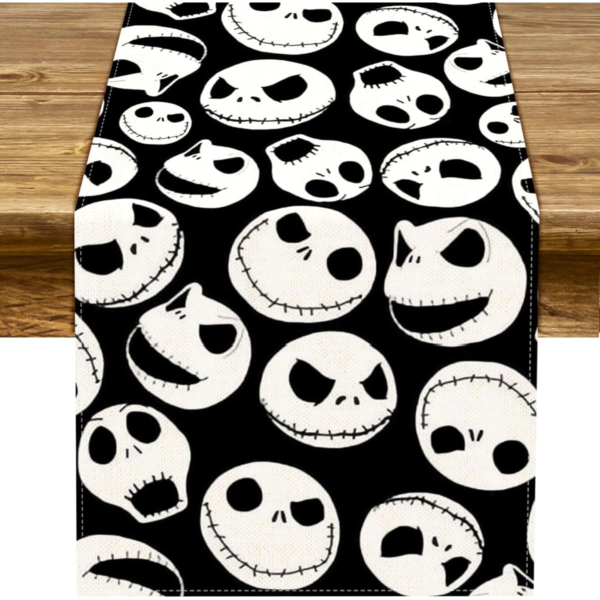 Sunwer Nightmare Before Christmas Table Runner Halloween Jack Skellington Birthday Party Indoor/Outdoor Table Cover Decor Skull for Home Kitchen Dining Room 13 x 72 Inch
