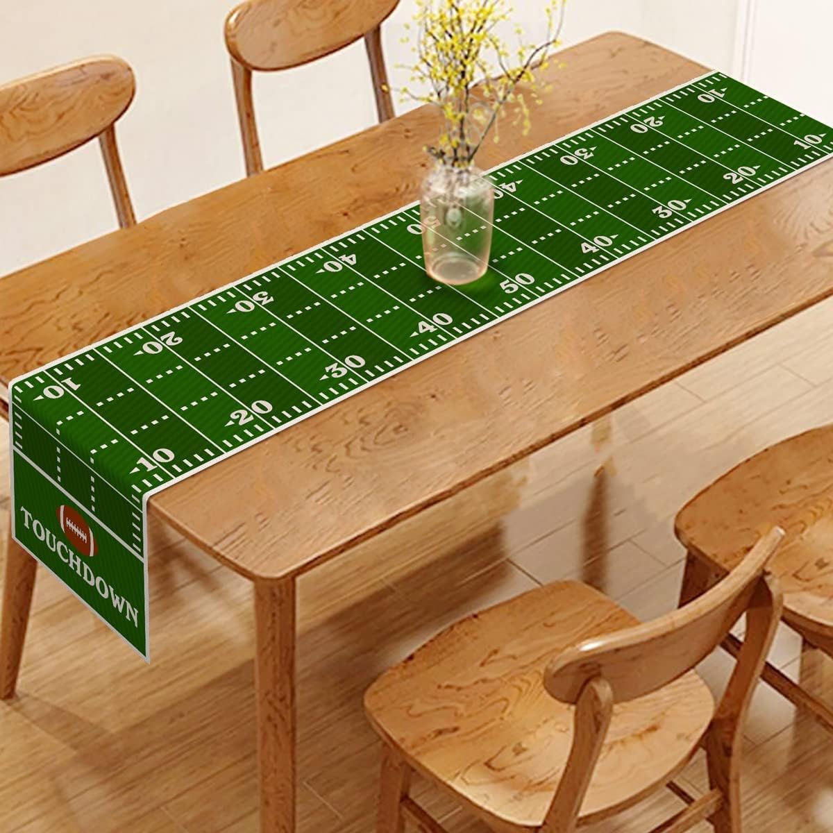Vohado American Football Court Table Runner Touchdown Boys Sports Football Birthday Party Decoration Kitchen Dining Home Table Decor (13" x 108")
