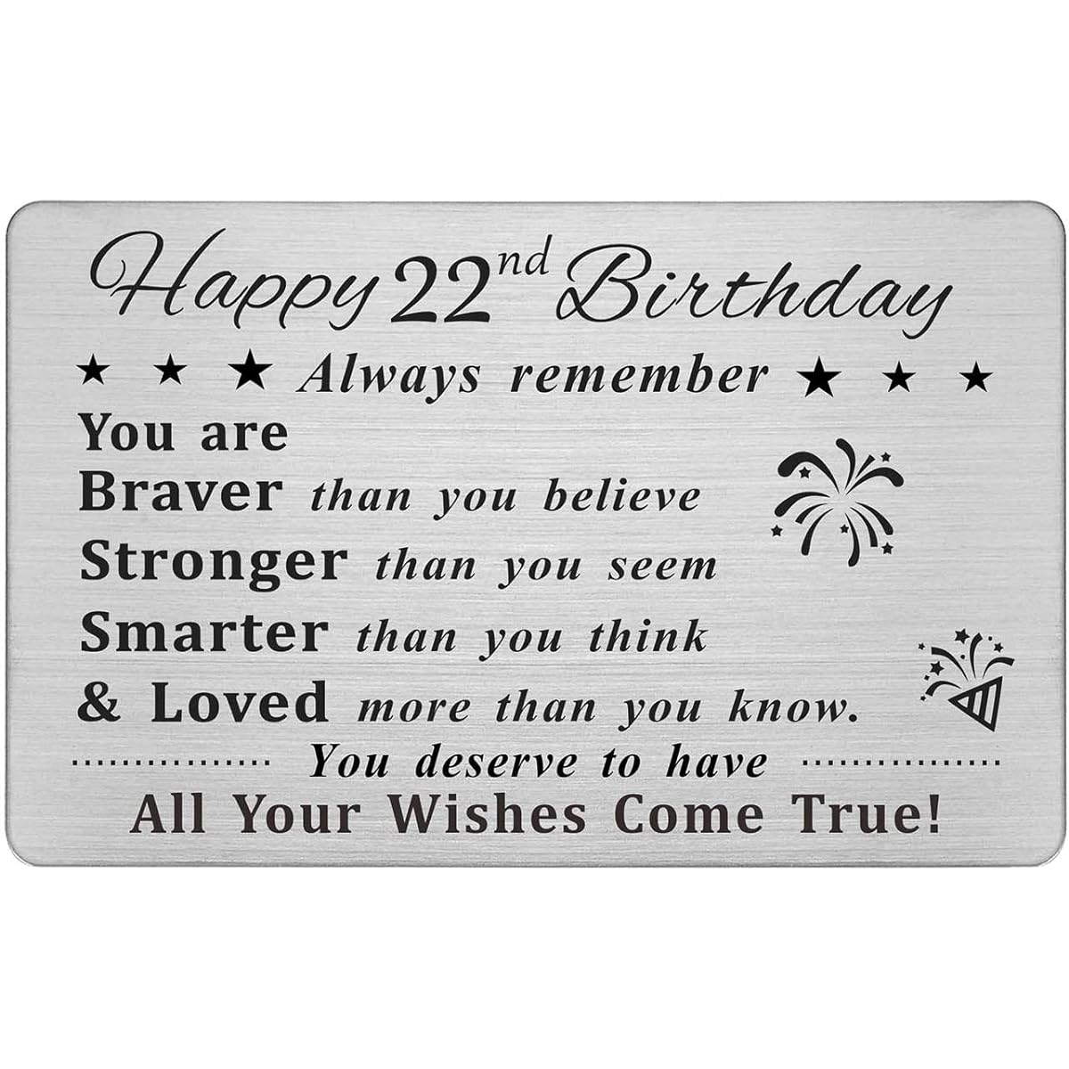 DEGASKEN 22nd Birthday Cards, 22nd Birthday Gifts for Men, Women, Gifts for Him, Permanently Engraved Steel Wallet Card