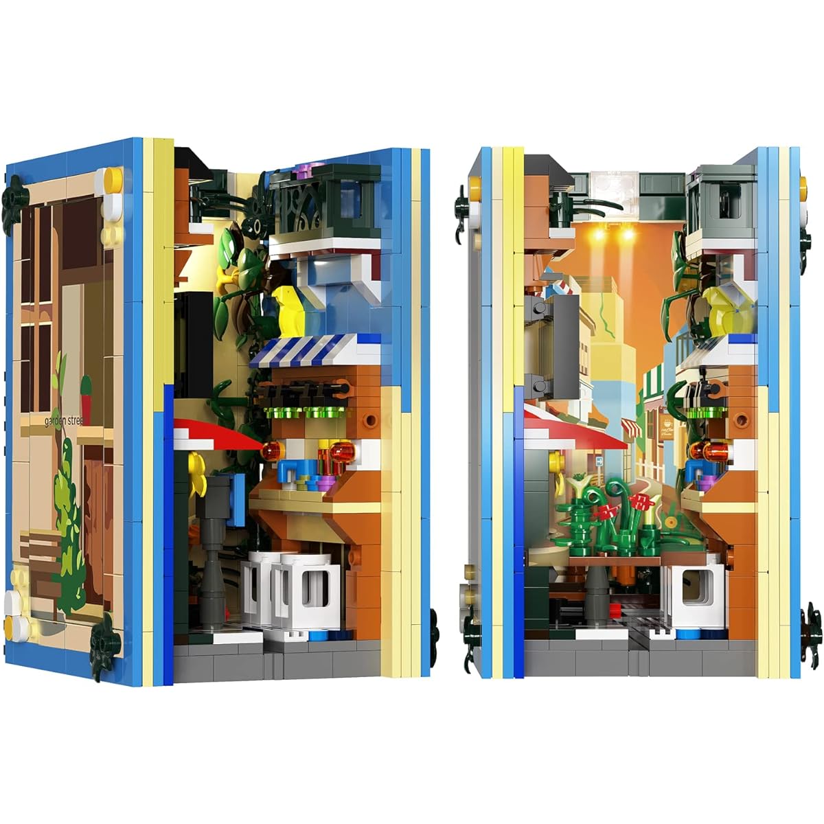 Book Nook Assembly Kit DIY Bookshelf Insert Decoration with LED Light Book House Model Assembly Set Compatible with Lego Creative Book Stand Gift for Adults and Friends (870 Pieces)