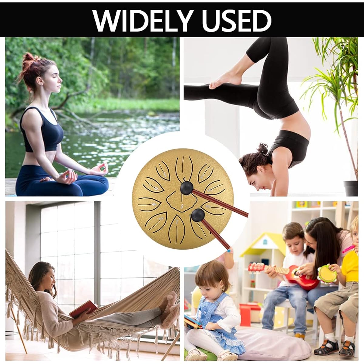 Niome 11 Notes 6 Inch Steel Tongue Drum Kit Music Drum Set Handpan Percussion Instrument with Bag Music Book Mallet Mallet Bracket for Kids Beginner Yoga Meditation (Gold)