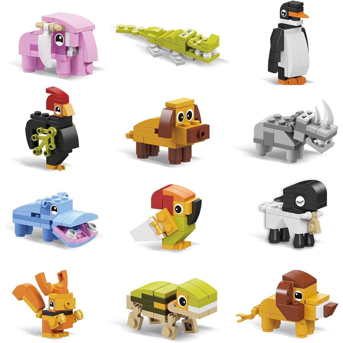IAMGlobal 12 in 1 Mini Building Blocks Animal Assortment Toys Animal Building Blocks Stalk Toys Kids Party Favors Goodie Bags Birthday Carnival Giveaways