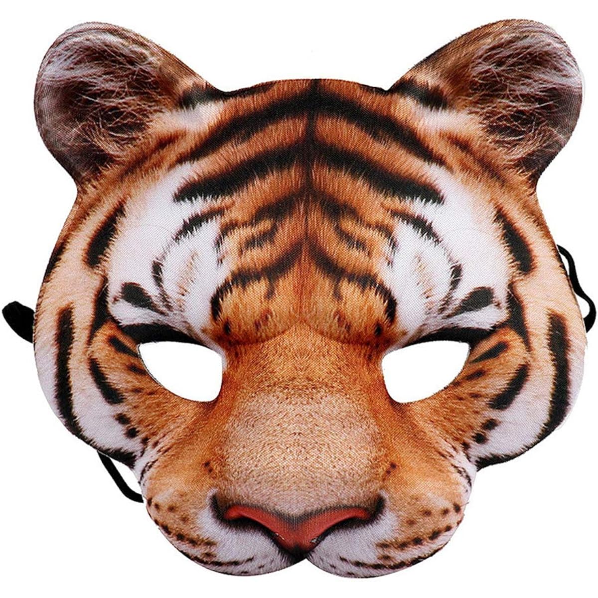 Boxwizard Tiger Mask Realistic Animal Half Face Mask Halloween Masquerade Costume Cosplay Props (Gold)