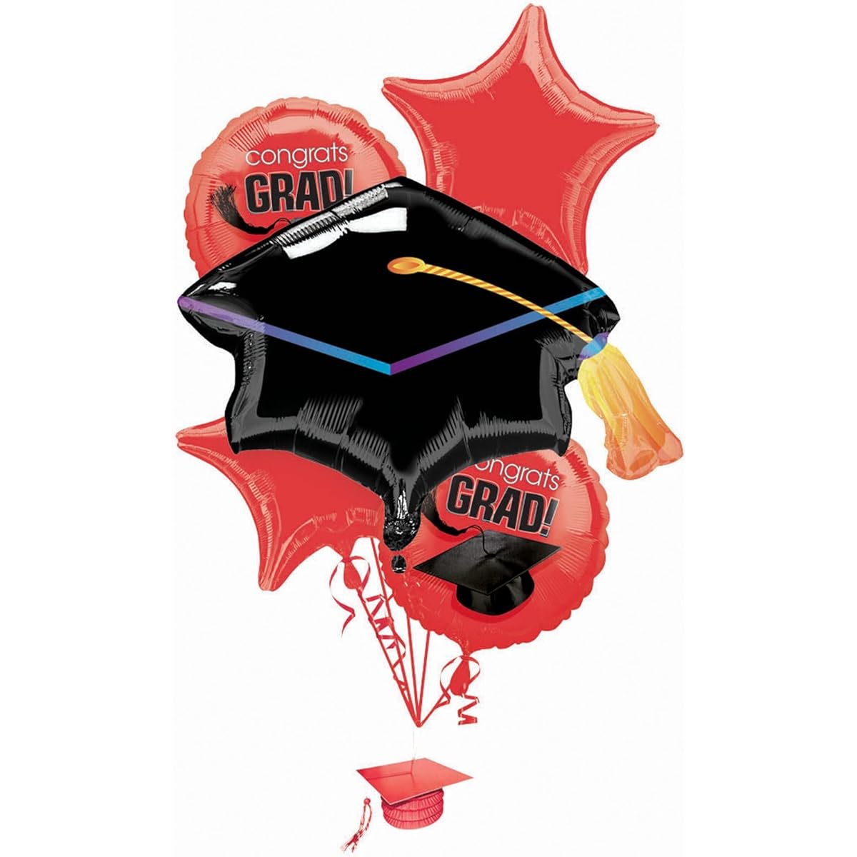 Congrats Grad Red Graduation Foil Balloon Bouquet Congrats Grad Red Graduation Foil Balloon Bouquet♪Halloween♪Size: