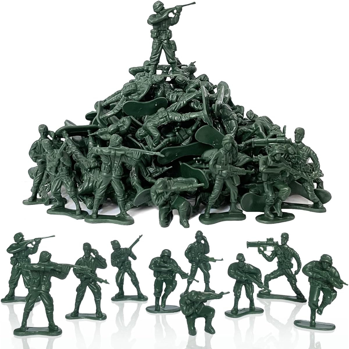 Divwa 100 Pieces Army Men's Toys Boys 10 Poses Soldier Set Green Plastic Army Men's Toys for Children