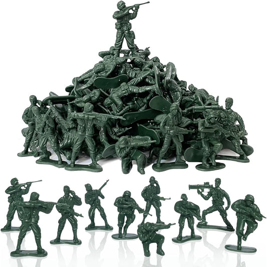 Divwa 100 Pieces Army Men's Toys Boys 10 Poses Soldier Set Green Plastic Army Men's Toys for Children