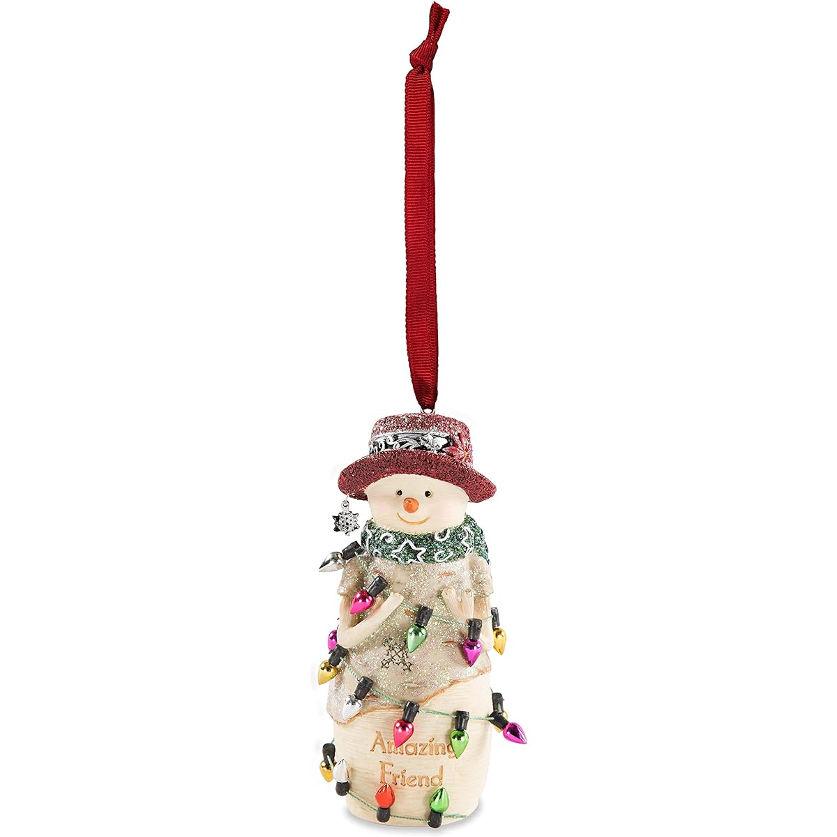 Pavilion Gift Company Pavilion-Amazing Friend-4" Collectible Wrapped in Christmas Lights 4" Snowman Ornament Beige