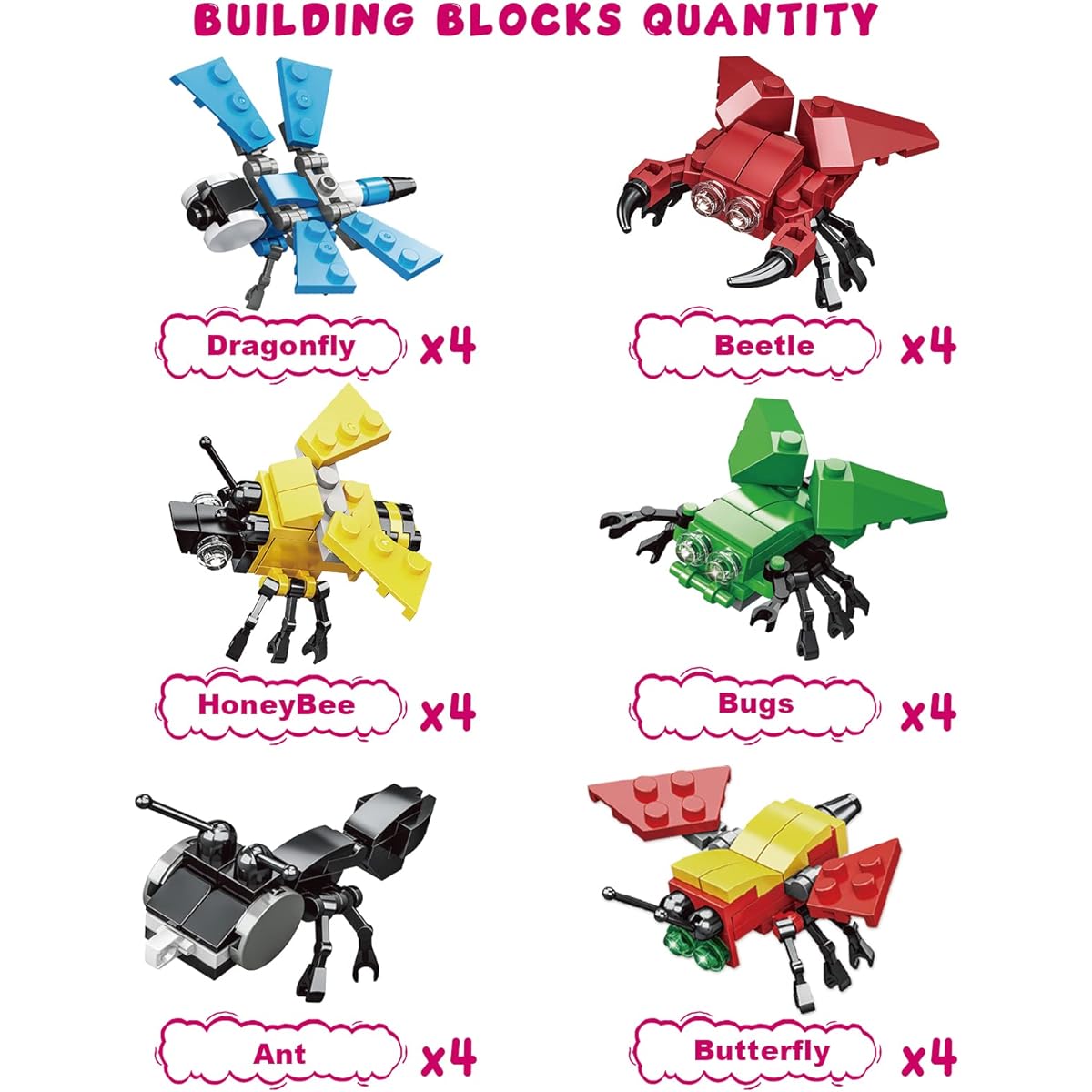 HYmoso Valentine Cards for Kids Classroom, 24 Pack Animal Building Blocks Valentines Day Gifts for Kids Classroom Replacement Pack for Kids Classroom School Valentines Day Gifts Party Favors