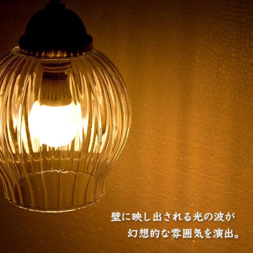 Iris Ohyama LED Pendant Light LED Bulb Set Plooi Glass PL5L-E17PL