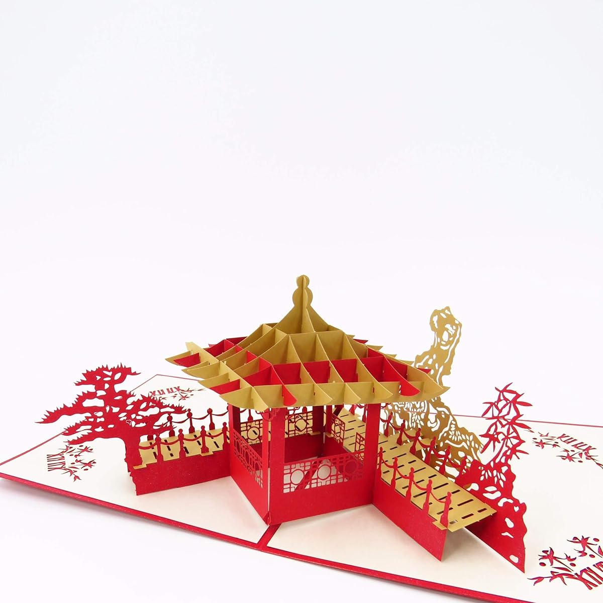 POP CARD EXPRESS Asian Pavilion Pop-up Greeting Cards - Birthday Cards Just Because Graduation Cards Valentine's Day Cards Anniversary Cards Wedding Cards Thank You Cards (Asian Pavilion Pop-up Cards)
