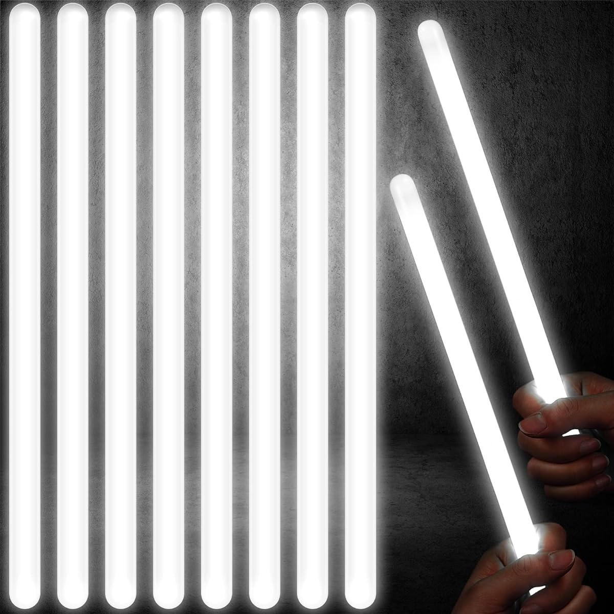 Honoson White Glow Sticks 48pcs Bulk 12" Diameter 15mm Wedding Festival Rave Birthday Party Favors Glowing Bright Light Up Toys